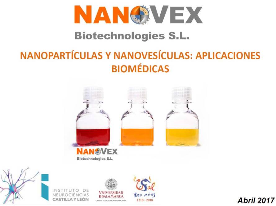 Presentación de Nanovex Biotechnologies: «Nanopartículas y nanovesículas: aplicaciones biomédicas». Salón de Actos del INCyL, miércoles 19 de abril a las 12 horas