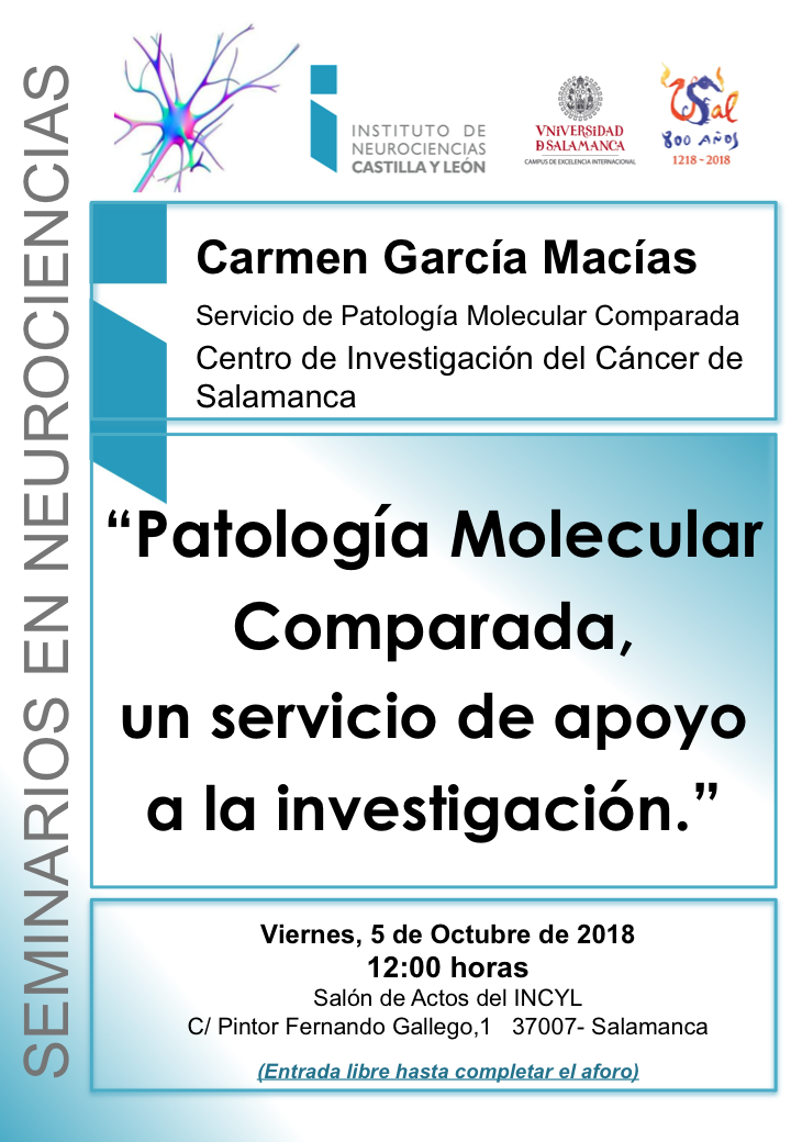 Seminarios Neurociencias 2018: Carmen García Macías, 5 de octubre