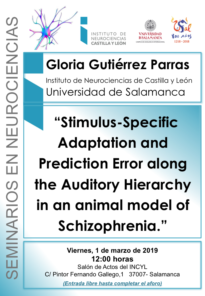 Seminarios Neurociencias 2019: Gloria Gutiérrez Parras, 1 de marzo