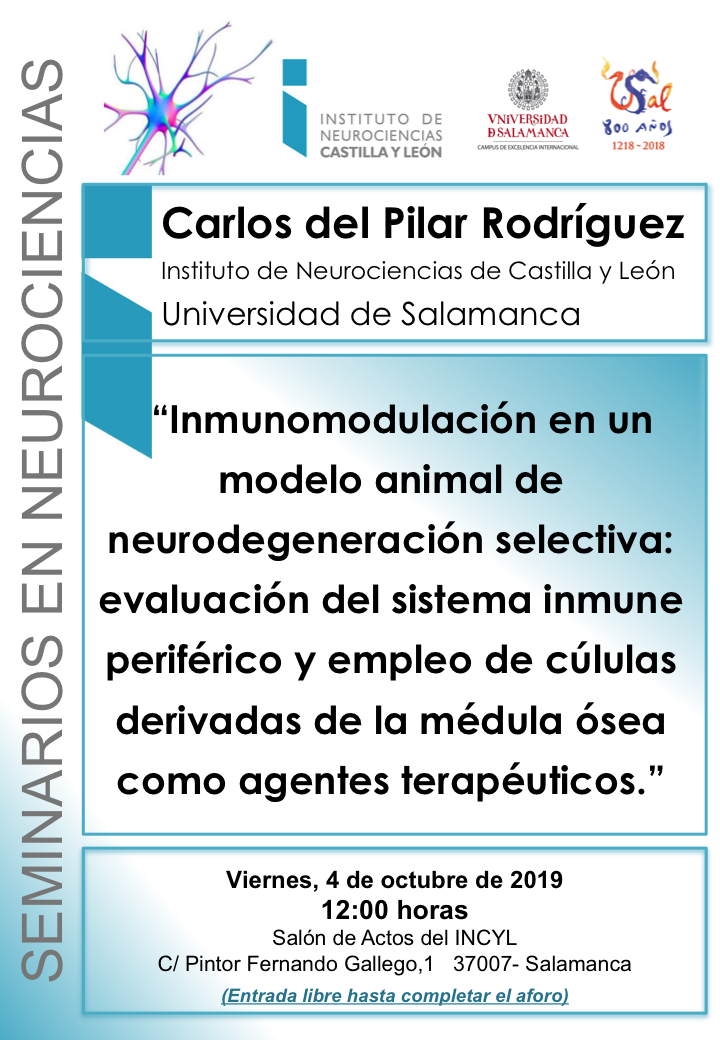 Seminarios Neurociencias 2019: Carlos del Pilar Rodríguez, 4 de octubre