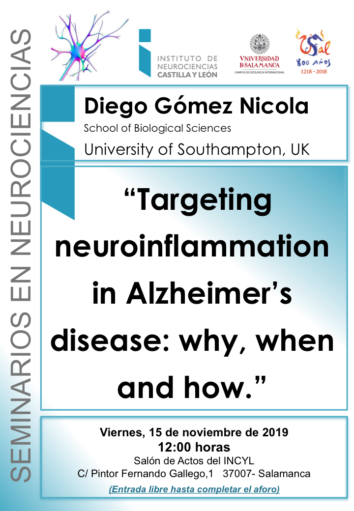 Seminarios Neurociencias 2019: Diego Gómez Nicola, 15 de noviembre