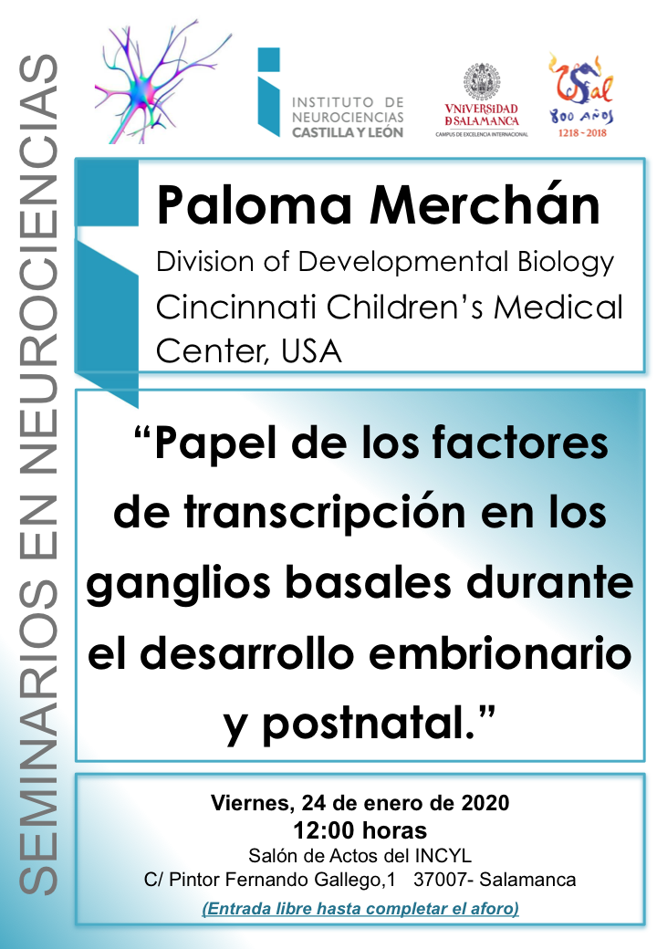 Seminarios Neurociencias 2020: Paloma Merchán, 24 de enero