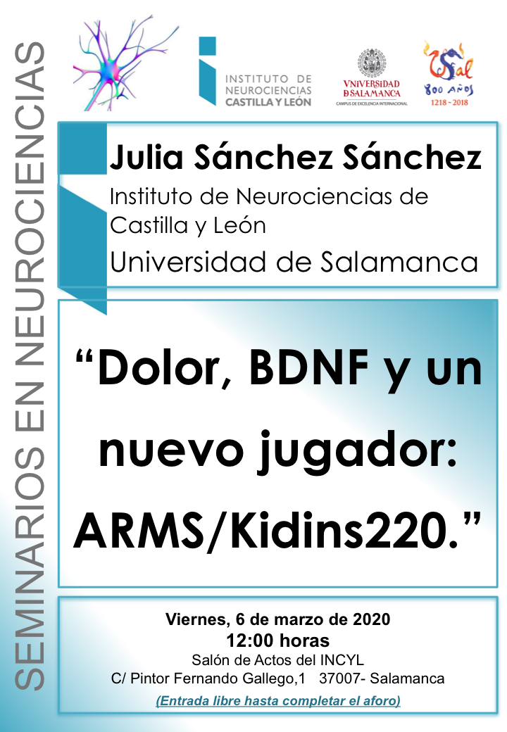 Seminarios Neurociencias 2020: Julia Sánchez Sánchez, 6 de marzo